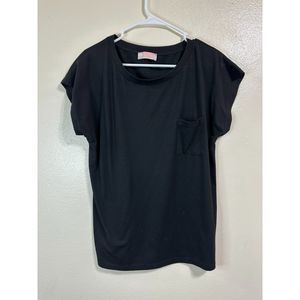 CDM Collection Women's Black Tee with Cap Sleeves, Size L